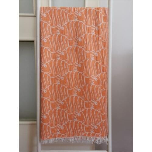 Peshtemal Bath Towel Beach Towel 100 Cotton Double Layer Fish Orange Bathroom Accessories Spa Sauna Turkish