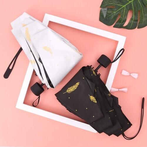 Portable 5 Folding UV-proof Mini Umbrella Sunny and Rainy Umbrella for Men and Women Funny Printed