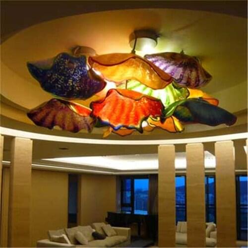 2020 New Design Blown Glass Ceiling Light Hanging Plates Big Art for Home Restaurant