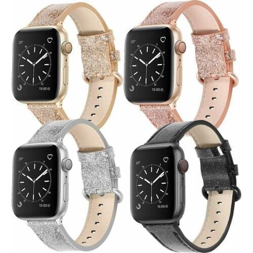 Glitter Leather Classic Watch Strap For Apple Watch Series 1 2 3 4 5 Band Women Bracelet For 42/44mm 38/40mm iWatch Straps
