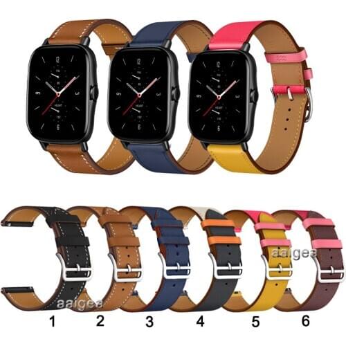 20mm 22mm Leather Watch Band Strap for Huami Amazfit GTS 2 for Huami GTR 42mm Neo Replacement Wrist band