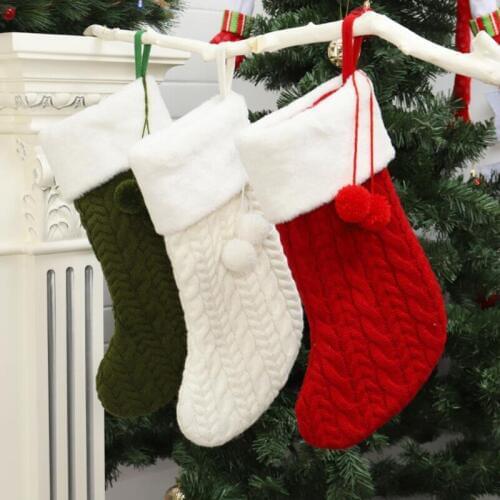 Christmas Ornaments Knitted Wool Thick White Hair Socks Hotel Home Christmas Socks Christmas Decoration Gift Hot Sale