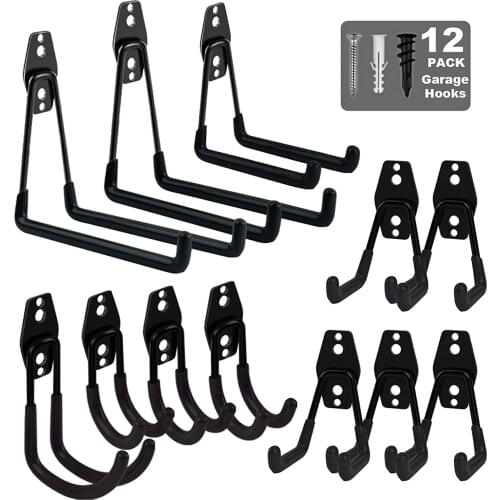Heavy Duty Steel Garage Hook Wall Mount Bicycle Hanger Hooks Wall Mount Anti-Slip Storage Hook for Garden Tools, Ladder, Ropes