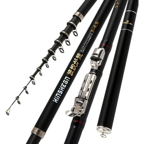 Carbon Fiber 2.4M-6.3M Rock Fishing Rod Telescopic Portable Travel Ultralight Carp Feeder Fishing Rod Spinning Rod Boat Sea