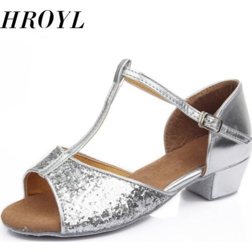608 High quality new arrival wholesale girls Children/child/kids ballroom tango salsa latin dance shoes low heel shoes 4 colors