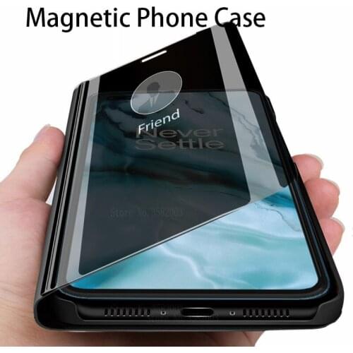 One PlusNord smart mirror phone cases for OnePlus Nord 5G flip stand book covers for One Plus Nord leather bumper coque fundas