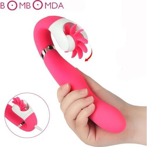 Dildo Tongue Licking Heating Vibrator for Women Clitoris Stimulate Vaginal Massage Anal Plug Vibration Stick Sex Toys For Adult