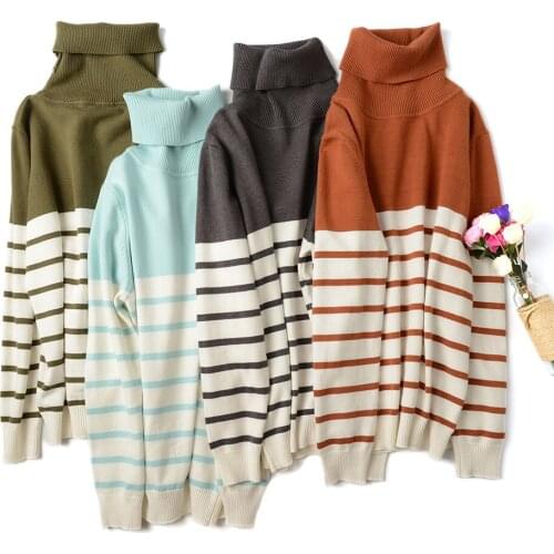 Quality Casua oversize autumn winter Striped Sweater Women soft loose chic sweater Pullovers girl knit Jumper top