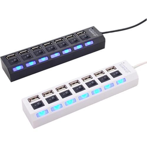 Hi-Speed 7 Port USB Hub ON/OFF Switch USB 2.0 HUB Laptop PC #5649
