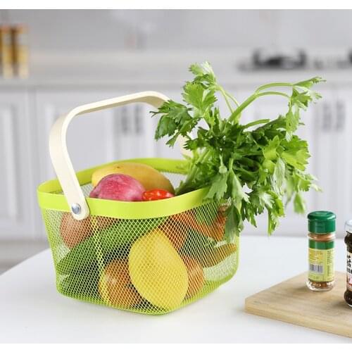 Iron Storage Baskets Home Kitchen Food Snacks Fruits and Vegetables Fruit Basket Storage Picnic Basket Shopping Basket