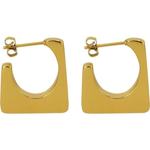 2021 Best Selling Vintage Tarnish Free Stainless Steel Geometric Trapezoidal Hoop Earrings For Women Girl Trendy Jewelry Gift
