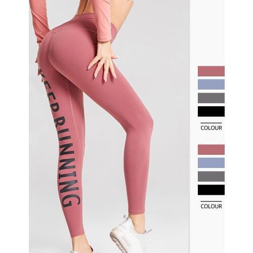 Womens Yoga Pants Keep Running Printed Leggings Sport Fitness Slim Workout Tights Quick Dry Breathable Gym Yoga Leggings