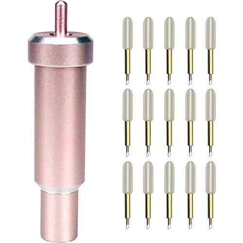 15pcs Replaceable Premium Fine Point Plotter Knives Cutting Blade Vinyl Cutter for Explore One Explore Air +1pc Blade Holder