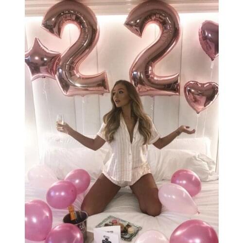 2pcs/lot 32/40 inch number 22 Aluminum Foil Balloons Rose Gold Silver Digit for Adult 22th Birthday Wedding party decoration