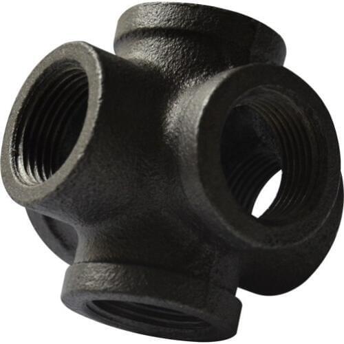 2Pcs/Lot G1/2" DN15 black side outlet cross iron cast pipe fittings home decoration Industrial Retro loft pipes Hardware Tool