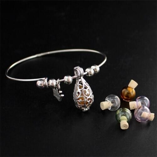 2PCS Water Drop Locket with Fillable Glass Orb Memory Locket Fillable Jewelry Glass Urn Locket Bangle For Women