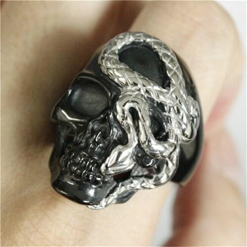3pcs/lot Newest Black Evil Skull Ring 316L Stainless Steel Jewelry Stars Cool Men Snake Skull Ring