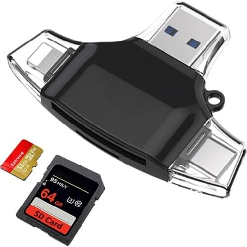 4 in 1 Multifunction USB Type C TF Card Reader Adapter for iOS Android Phone