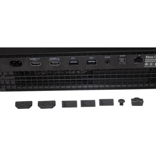 AOLION 7pcs Silicone Rubber Dust Proof Cover for xbox One X Stopper Dustproof Kits for Xbox One X Gaming Console Accessories