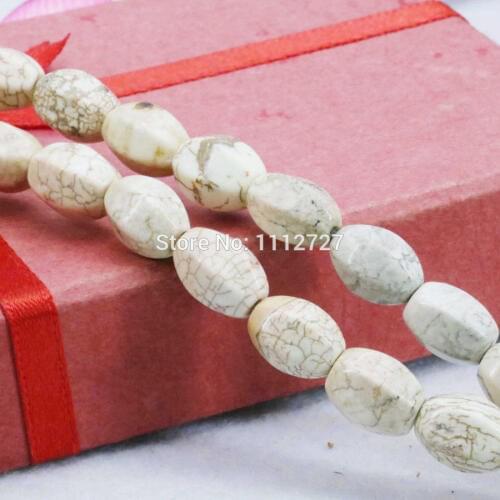 8x12mm Ornaments White Turkey DIY Loose Beads Stone Howlite Faceted Accessory Parts 15inch Fashion Jewelry Making Girls Gifts