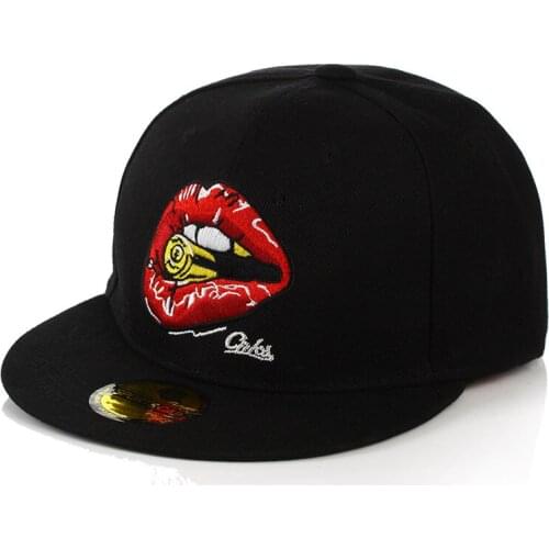 Cotton Big Lips Embroidery Baseball Cap Hip Hop Hat Adjustable Snapback Hats for Men and Women 363