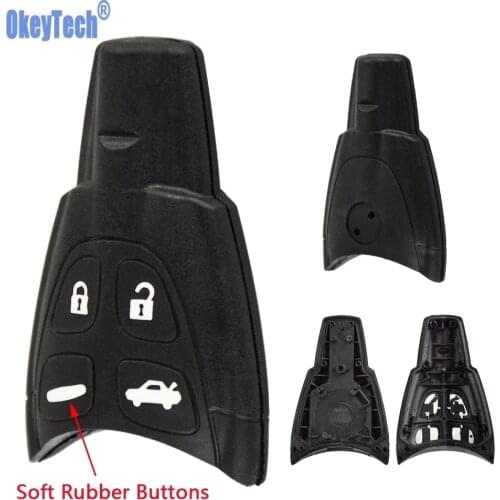 OkeyTech 4 Buttons Car Key Case Shell Fob For SAAB 93 95 9-3 9-5 WF 4 Soft Button Replacement Keyless Entry Remote Key Shell