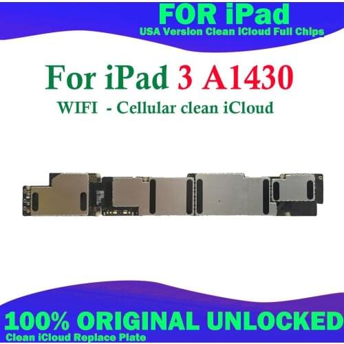 Good Tested Unlocked Original Logic Boards For IPad 3 16GB 32GB 64GB Motherboard With Chips Wifi + 3G Cellular Version
