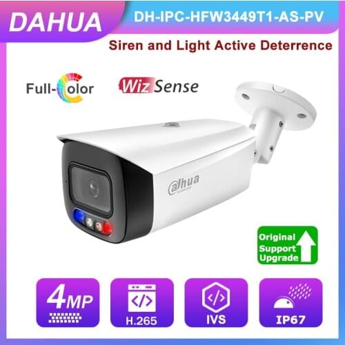 Dahua IPC-HFW3449T1-AS-PV 4MP Full-color Active Deterrence WizSense Camera PoE Perimeter Protection SMD Plus IP67 IP Security