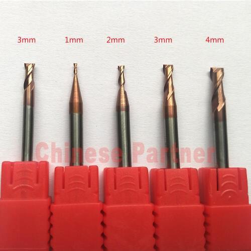 1pc 4mm hrc55 4x4x50 2 Flutes Bronze Flat end mills solid carbide Milling cutter Tools Carbide CNC Endmill Router bits
