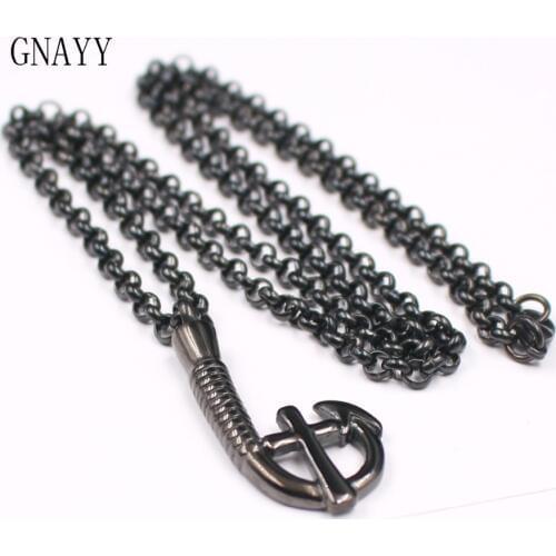 GNAYY Mens Black Stainless Steel Fish Hook Pendant Necklace Unique Cross Can open Urn Design 18-32'' 3mm wide