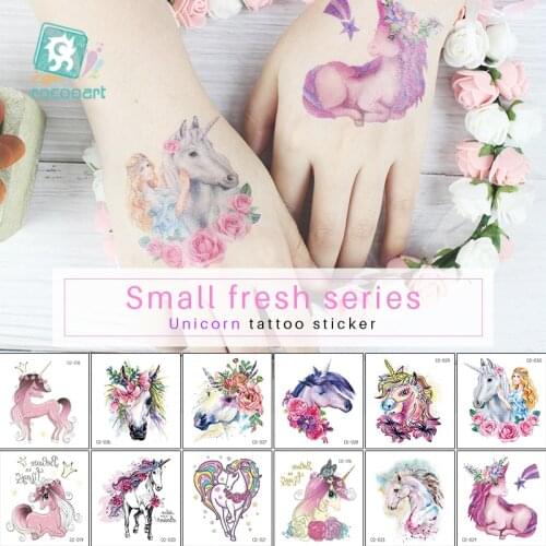Individuality Mini Unicorn Design Water Transfer Body Art Waterproof Temporary Tattoos Stickers For Women Girl Gift Fake Tattoo
