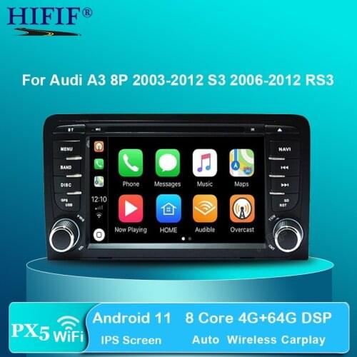 IPS DSP For Audi A3 S3 2002-2013 4G RAM 8 core 2 din Android11 car radio multimedia dvd player GPS navigation stereo obd DVR TPM