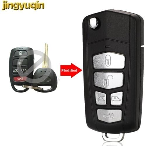 Jingyuqin Flip Folding Key Shell Modified For Kia Sedona Mini Van 5 Buttons Remote Car Key Fob Replacement