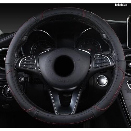 KOKOLOLEE Leather Car Steering Wheel Cover For Lincoln navigator MKZ MKC MKX Nautilus Logs Continental