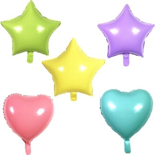 Candy Macaron Love Heart Star Shaped Foil Balloon 5-10pcs 18inch Wedding Baby Birthday Party Ice cream color Inflatable Balloons