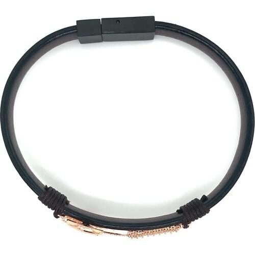 Charmin War Axe Leather and Steel Bracelet