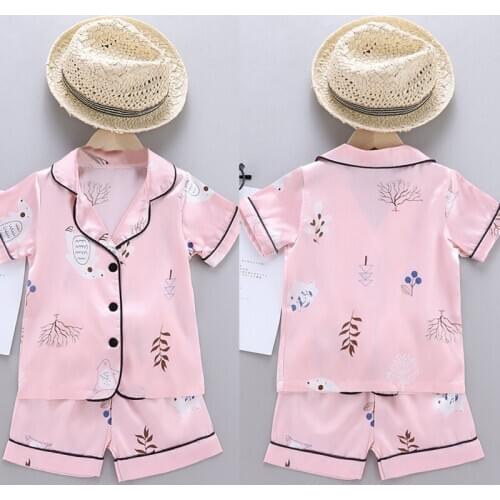 Summer Girl Pajamas Summer Short Sleeve Childrens Set Girl Sleepwear Sets Cartoon Bear Cotton Pajamas Suit9