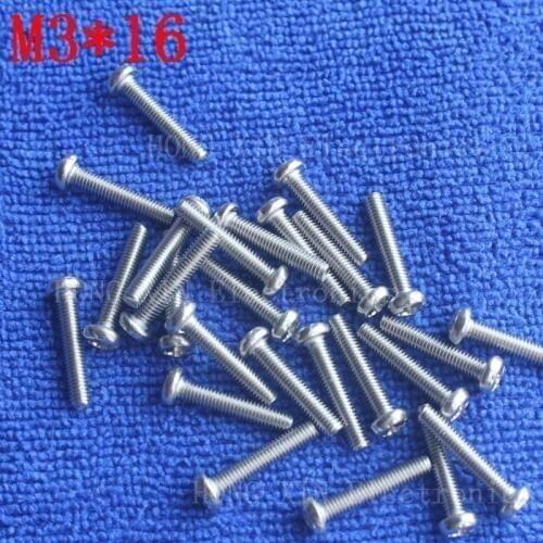 M3*16 1pcs 304 Stainless Steel Screw 16mm Round Head Screws Phillips Crosshead Thread Bolt Brand new high-quality fastener tools