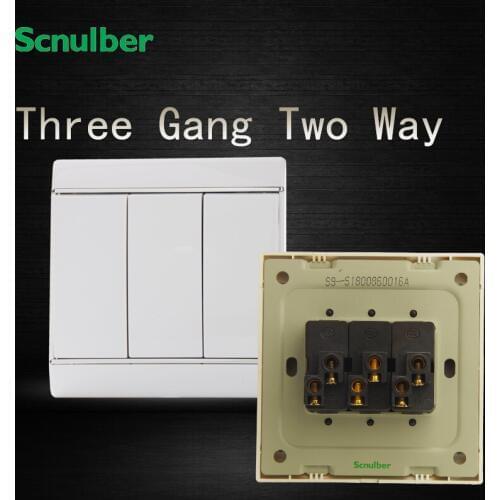 Office electric white 220V 16A 50hz 60hz 3 gang 2 way american wall switch