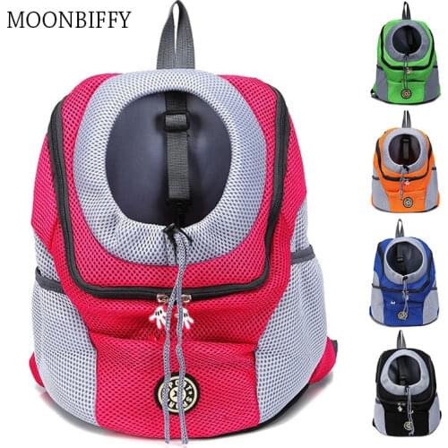 Out Double Shoulder Portable Travel Backpack Outdoor Pet Dog Carrier Bag Pet Dog Front Bag Mesh Backpack Head