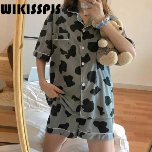 Pajamas Womens Summer Short Sleeve Shorts Casual Home Wear Two Piece Set Kawaii Pajama Pajamas for Teen Girls Sleepwear