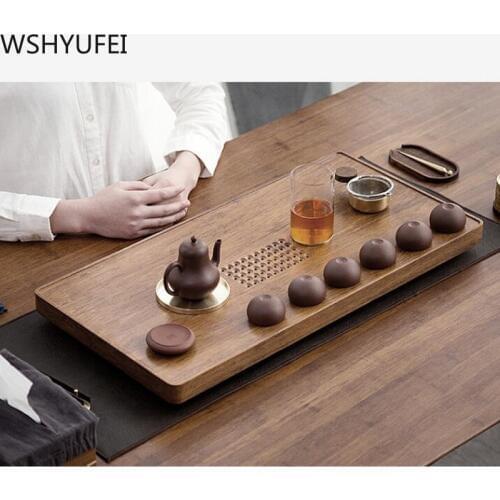 WSHYUFEI Tea Tray High Quality Chinese Style Bamboo Tea Tray Living room tea table home decoration Tea set accessorie