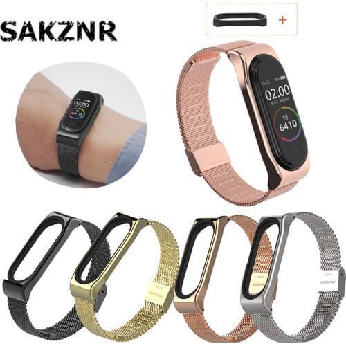 Unisex Steel Strap Milanese Loop Mesh Watch Band For Xiaomi Mi3 Mi4 Smart Watch Belt Metal Buckle Replacement Strap For Band 3/4