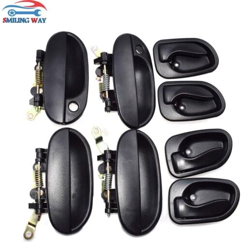 SMILING WAY# 8pcs Outside & Inside Door Handle Front Rear Left Right For Hyundai Accent 1995 1996 1997 1998 1999 1.5L