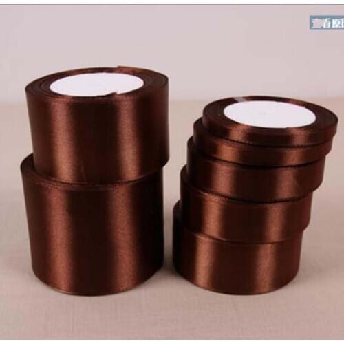 25Yards 22Meters Coffee Silk Satin Ribbon Wedding Party Decoration Gift Wrapping Christmas New Year Apparel Sewing Fabric