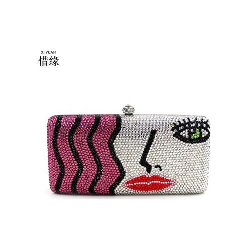 XIYUAN BRAND Diamond Women Party Metal Crystal Clutches bags Evening Bags Wedding Bag Bridal Shoulder Handbag Clutch Purse