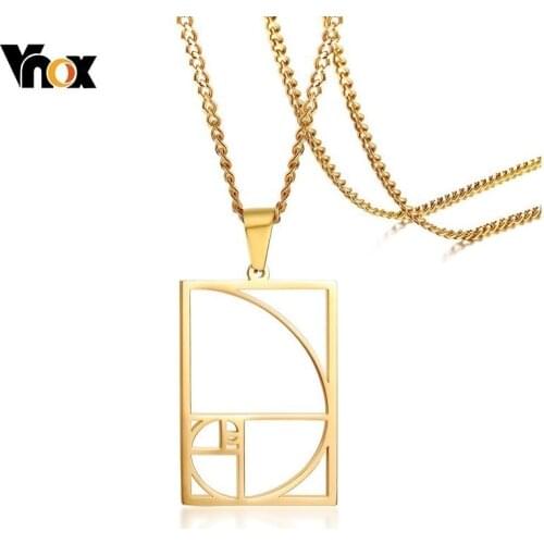 Vnox Geometic Necklaces for Women Man Fibonacci Golden Ratio Stainless Steel Unisex Collar Accessories