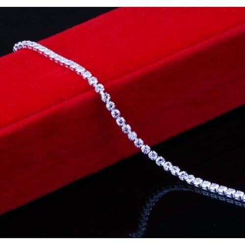 Link Chain Silver Color Crystal Bracelets for Women Rhinestone Bangles Girl Gifts Shiny Fashion Wholesale Jewelry 2021