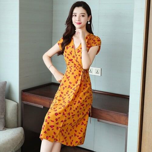 Boho Style Floral Print Dress Long Sleeve Women Mini Dress V Neck Loose Ladies Dresses Beach Sundress Korean version dresses