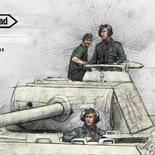 1/35 Panther crew, Normandy 1944, Resin Model Soldier GK, WWII military theme, Unassembled and unpainted kit